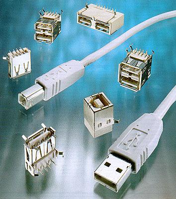 USB Connectors Connectors 4-Position with shielded housing Type A Connector connects to Upstream Ports Type B Connector connects to Downstream Ports Each USB Cable has a Type A & Type B Connector