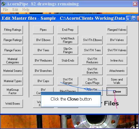 Fig 15 The "Edit Master Files" screen is