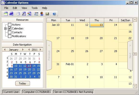 Getting Started 4.3 Start the Calendar Options Editor 4.