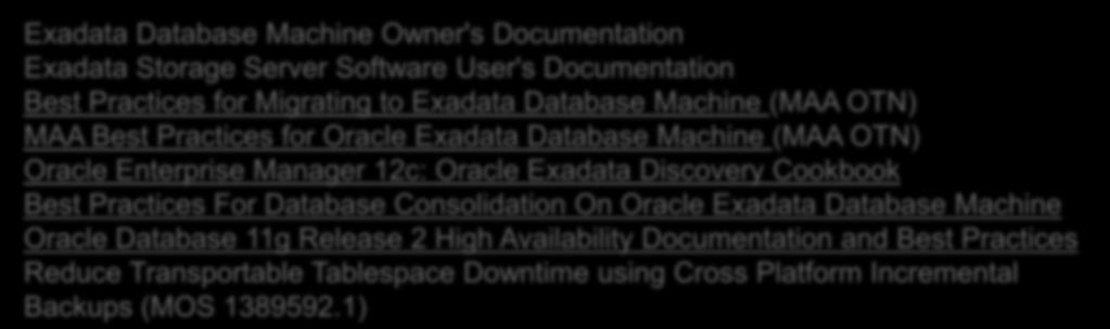 12c: Oracle Exadata Discovery Cookbook Best Practices For Database Consolidation On Oracle Exadata Database Machine Oracle Database 11g Release 2 High Availability Documentation