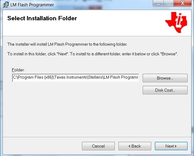 Figure 22. LMFlashProgrammer Window 3) Accept all the defaults and use the default folder, the installation goes very quickly.
