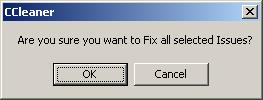 Click on Fix All Selected Issues. Another dialogue box comes up. Click OK to Are you sure you want to Fix all selected Issues?