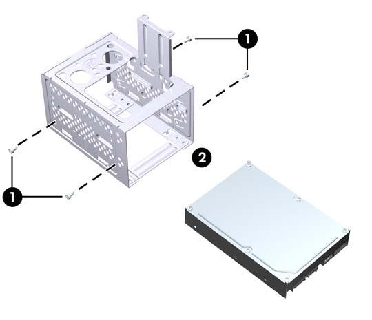 Remove the four screws that secure the hard disk drive to the hard drive cage