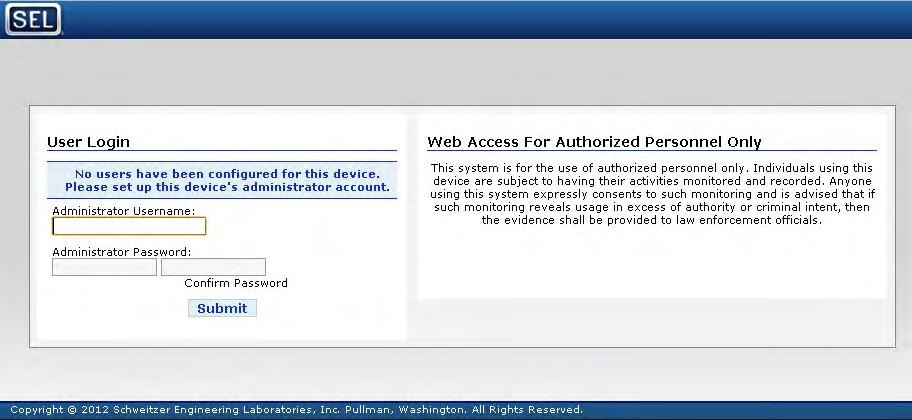 9 Web Access and Initial Configuration With the web interface open, you are ready to create an initial administrator account and perform other settings.