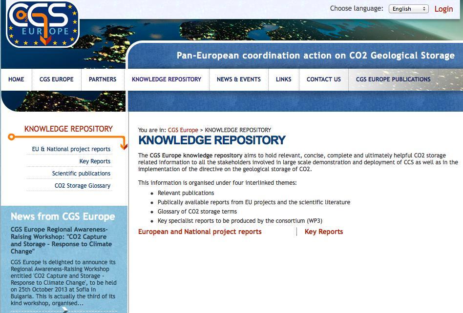 2. Documents available in the Knowledge Repository 2.1 Main page of the knowledge repository This section presents the table of contents of the knowledge repository.
