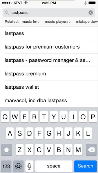 c. In the search box, type LastPass, a free password