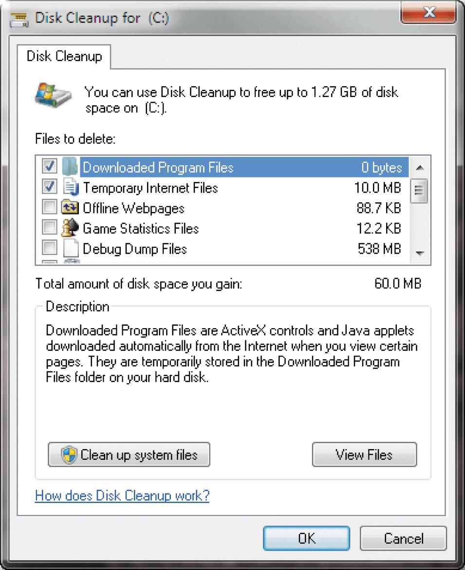 Utility Programs A disk cleanup utility searches for and removes unnecessary files