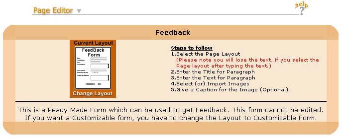 Module 4 Site Editor 4. From the Choose Layout screen, select Feedback Form.