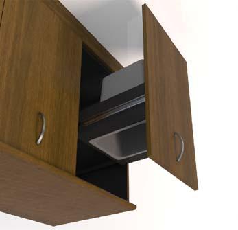 Our hospitality credenzas feature pull-out serving shelves, drawers and doors and optional
