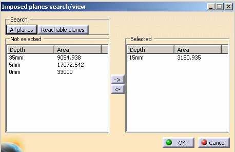 Planes (3/4): Imposed Planes Adding imposed plane with search plane capability: Select right mouse button on imposed plane sensitive picture then select Search/View menu, the window as shown below