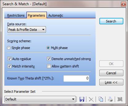Phase Identification: Run the Search & Match Run the phase identification Search & Match algorithm Select menu Analysis > Search &