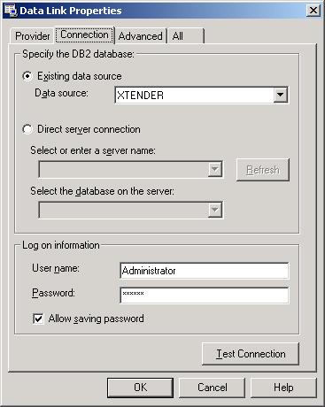 Managing AppXtender Data Sources Figure 59 Data Link Properties Dialog Box - Connection Tab 5. From the Existing data source list, select the AppXtender database. 6.