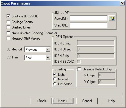 Configuring Print Stream Types Configuring the Metacode Wizard Input Parameters Page The Input Parameters page of the Metacode print stream wizard allows you to specify the input parameters of the