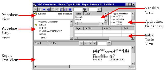 Configuring Report Types When you have displayed XDS Visual Tester for the processed report, you can begin to test the procedures against that report.