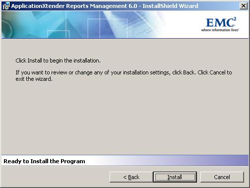 Installing ApplicationXtender Reports Management 10. Click Next after entering desired account credentials.