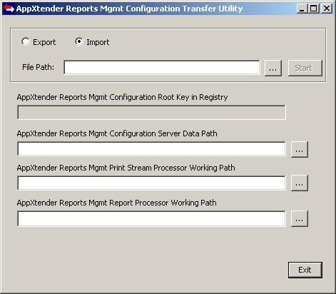 ApplicationXtender Reports Management Configuration Admin Importing Configuration Data To import AppXtender Reports Mgmt configuration data: 1. Double-click TransferERMX.