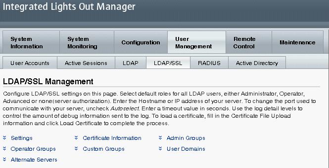 User Management -->LDAP/SSL Configuration