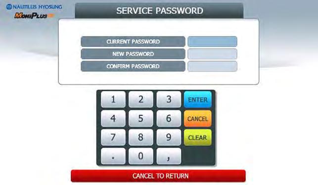 5. Operator Function 5.8.5.2 SERVICE PASSWORD This menu enables you to change current service password as new one.