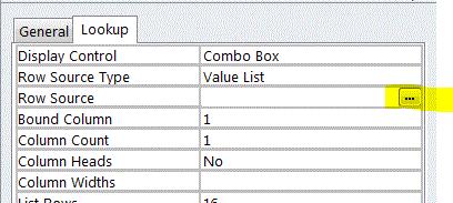 Now you will need to create your row source data values such