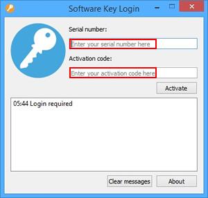 key The Software key window will appear.