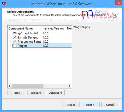 30 Installation Guide Add - Remove components In case that you select to Add-Remove components then the Select components dialog