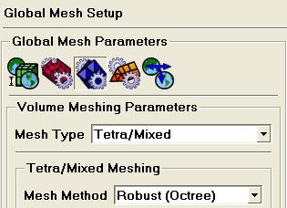 Mesh Methods Octree Type Tetra/Mixed Method Robust (Octree) Same as Shell Meshing > Patch Independent Retains volumetric tetras Good choice for complex and/or dirty geometry Good if you don t want to