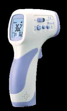 Housing colour Blue Purple Precise non-contact forehead temperature measurements Selectable ºC  1ºF) Backlight LCD display Range(In body mode) 32.0ºC to 42.5ºC/89.6ºF to 108.