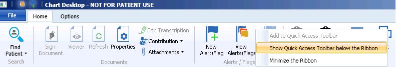 Show Quick Access Toolbar below the Ribbon You may wish to minimize the ribbon ^ to save space, but still