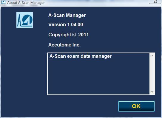 3.1.5.4 Exit Exit the A-scan Manager program. 3.1.6 Settings The only selection in the Settings drop-down menu is preferences. Please see Chapter 2 of this guide. 3.1.7 Help The only selection in the Help drop-down menu is About.