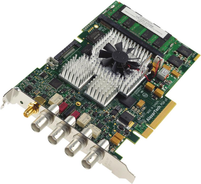 1.6 GB/s PCI Express (8-lane) interface 2 channels sampled at 12-bit resolution 500 MS/s real-time sampling rate Variable frequency external clocking Up to 2 GigaSample dual-port memory Optional