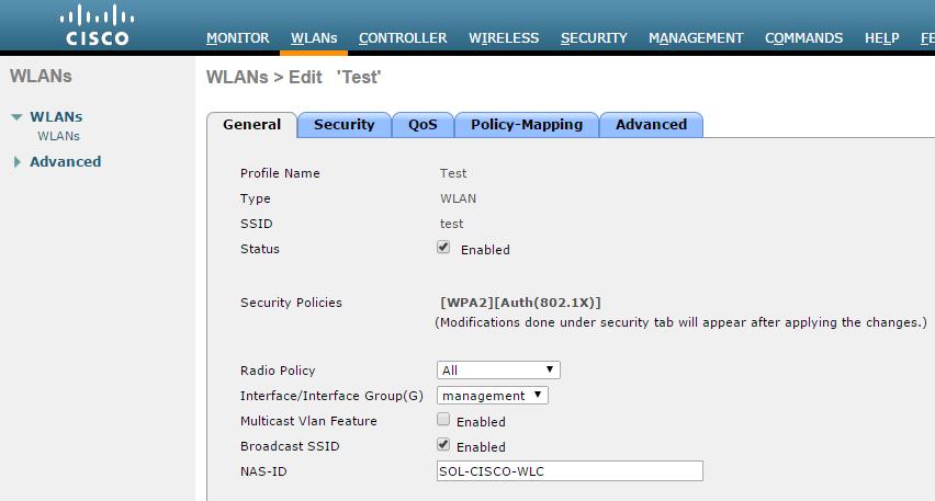 3. Go to Security > Layer 2 in WLAN settings. From the Layer 2 Security drop-down list Select None Figure 61: WLAN Layer 2 settings 4. Go to Security > Layer3 in WLANs tab.