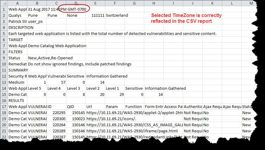 For example, let us download a web application report in CSV format in Pacific time zone.