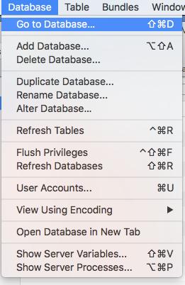 The Database menu provides options for administering the MySQL database. Here, you can add and delete databases, duplicate databases, rename them, or alter their attributes.