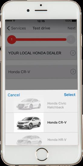 SERVICES & INFORMATION With the My Honda app you can easily request a service or test drive, keep informed about all-things