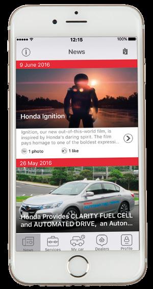 SERVICE & TEST DRIVE REQUESTS NEW CAR INFORMATION LATEST NEWS USER PROFILE With the My Honda app you can request a service