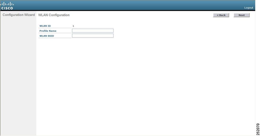 Configuring the Controller (GUI) Step 34 Click Next. The WLAN Configuration page is displayed.