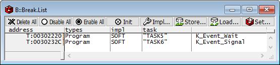 If you want to halt program execution as soon as a specific task is scheduled to run by the OS, you can use the Break.SetTask command.