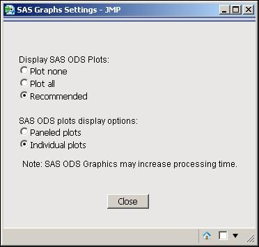 want to be created. Figure 2.7 shows an example of the SAS Graphs Settings window.