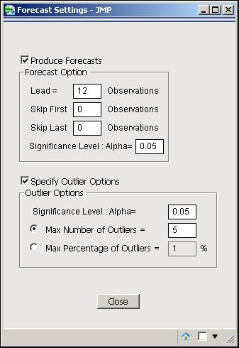 Forecast Settings Window 79 Figure 6.