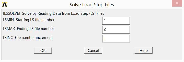 Fig.6: Load step file 2 constrains and gravity load. We write the Load step file 2 using ANSYS Main Menu > Preprocessor > Loads > Load Step Ops > Write LS File and type 2, click OK. 8.