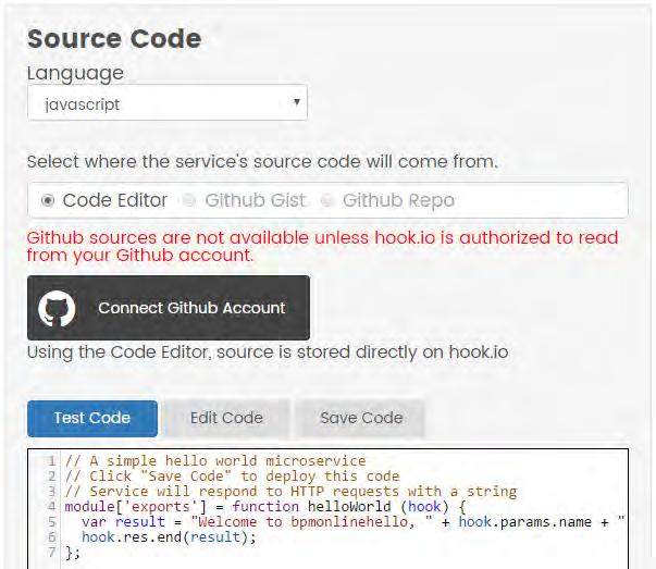 Bpm online developer guide 41 After saving the source code (Fig 3, 3) Endpoint address is https://hook.io/r-simuta-terrasoft-ru/bpmonlinehello.