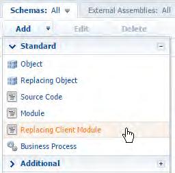 Bpm online developer guide 44 In the opened client schema designer window, open the root element in the [Structure] area (Fig 8, 1), then select the replacing schema in the [Parent object] field.