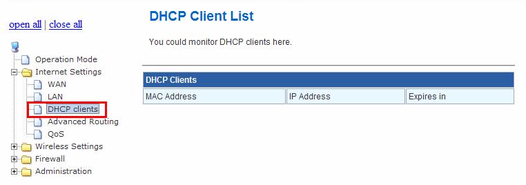 DHCP Type: Select Disable to disable this Router to distribute IP address. Select Server to enable this Router to distribute IP addresses (DHCP server).