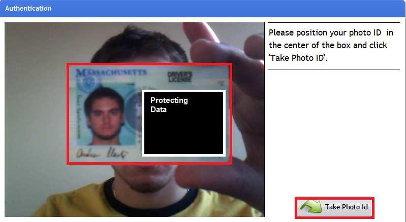 14. Hold your ID towards the camera and then select Take Photo ID. 15. Make sure the Picture is clear and legible.