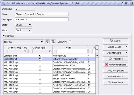 integration with Chronos SyncWatch Procedure 5-6: To execute the SyncWatch script bundle.