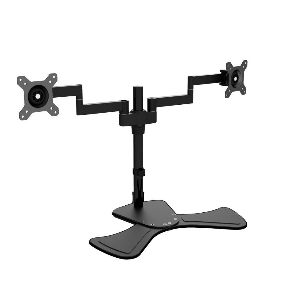 Dual Swivel Desk Stand Mount Holds Widescreen displays up to 27 and 17.