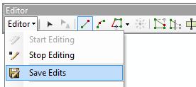 When you have a boundary polygon complete for your area, Click on the Editor toolbar s Editor and choose Save Edits. You can add attribute information at this point or later.