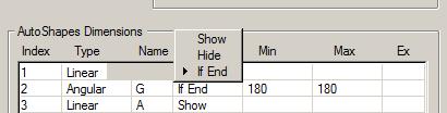 Besides each dimension name (length and angle) you have an option button where you can toggle between Show Hide If End Show will force the dimension to be displayed in the barchart.