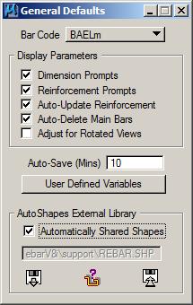 Settings When Rebar encounters a shape that it is not recognized through the activated shapes, it automatically creates a 99 shape, stored locally in the RDB file.
