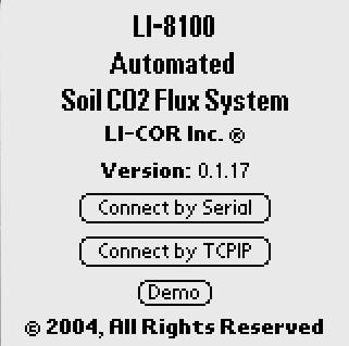 10. Turn on the Palm Tungsten C. Tap the LI-8100 icon. Tap Connect by Serial.